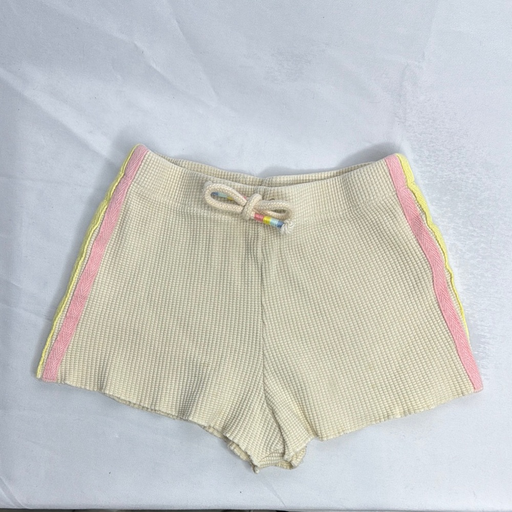 Paper Flower Cream & Pastel Textured Shorts Drawstring Waistband Girls Size S
